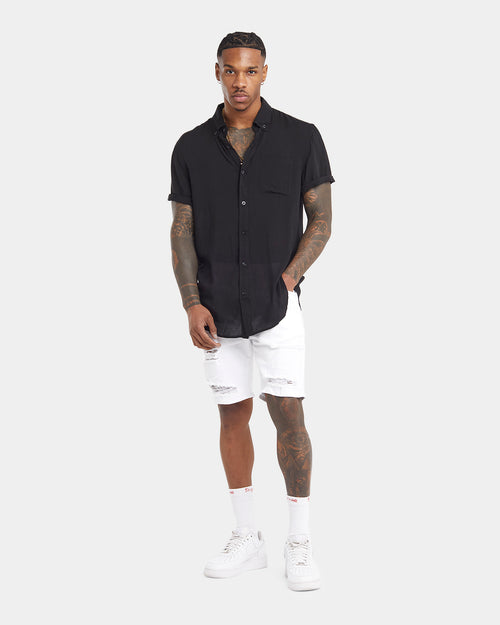 XXIII Dubrovnik Short Sleeve Button Up Shirt Black