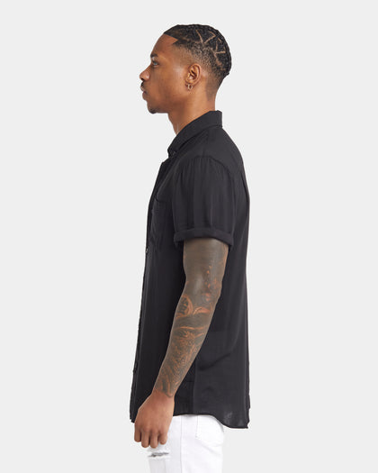XXIII Dubrovnik Short Sleeve Button Up Shirt Black
