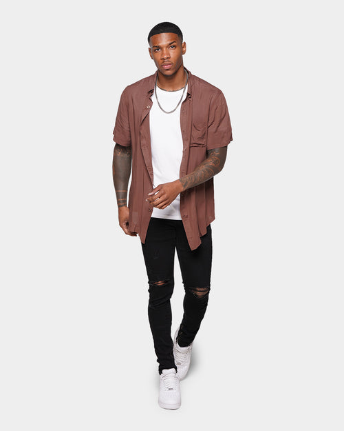 XXIII Dubrovnik Short Sleeve Button Up Shirt Chocolate