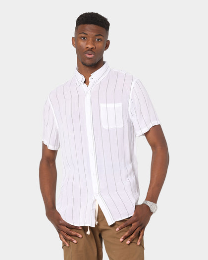 XXIII Dubrovnik Short Sleeve Button Up Shirt White Stripe