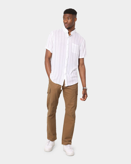 XXIII Dubrovnik Short Sleeve Button Up Shirt White Stripe