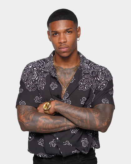 XXIII Ezra Satin Button Up Black