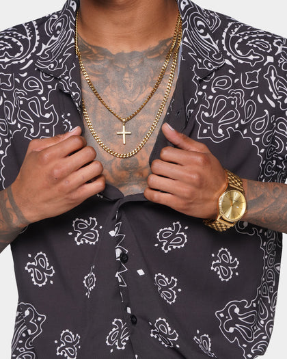 XXIII Ezra Satin Button Up Black