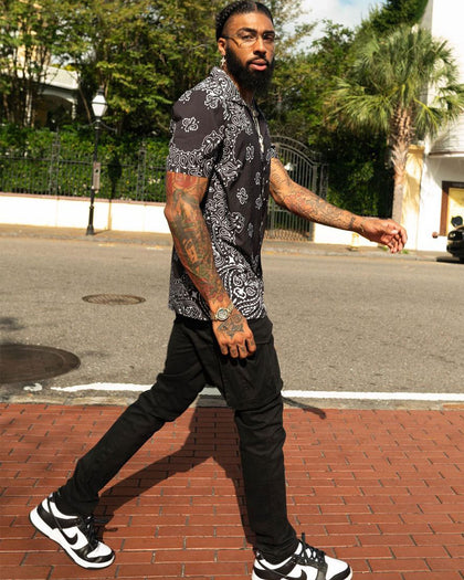 XXIII Ezra Satin Button Up Black