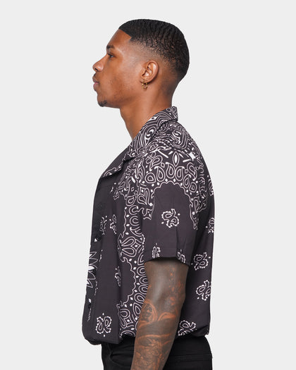 XXIII Ezra Satin Button Up Black