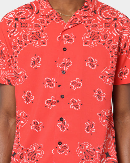 XXIII Ezra Satin Button Up Red