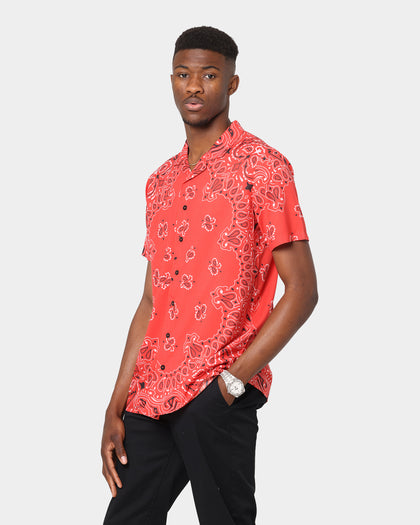 XXIII Ezra Satin Button Up Red