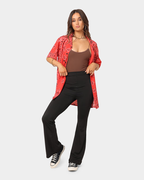 XXIII Ezra Satin Button Up Red