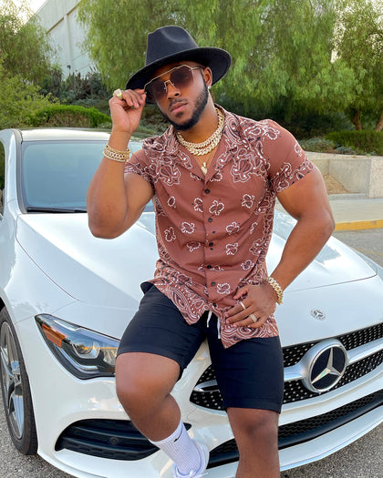 XXIII Ezra Satin Button Up Brown