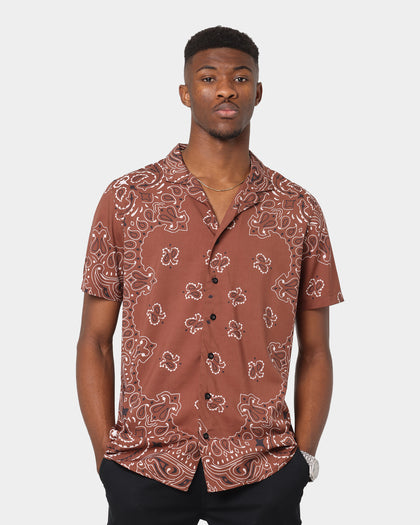 XXIII Ezra Satin Button Up Brown