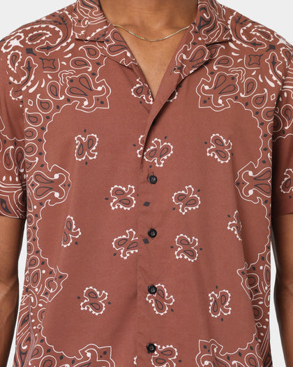 XXIII Ezra Satin Button Up Brown
