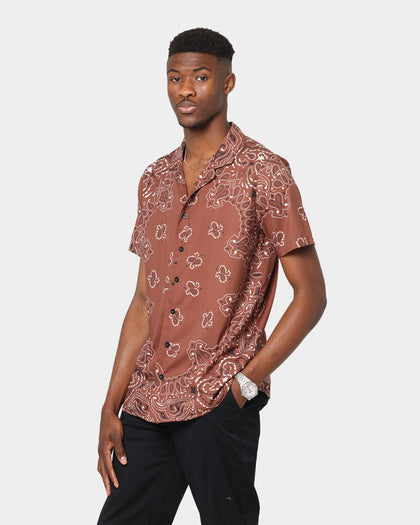 XXIII Ezra Satin Button Up Brown