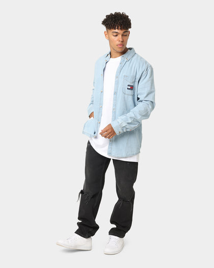 Tommy Jeans Badge Denim Shirt Light Indigo