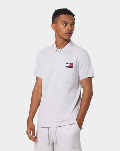 Tommy Jeans Tommy Badge Polo Shirt Silver Grey Heather