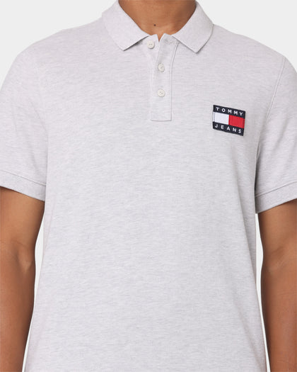 Tommy Jeans Tommy Badge Polo Shirt Silver Grey Heather