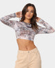 XXIII Women's Ines Marble Long Sleeve Crop Brown