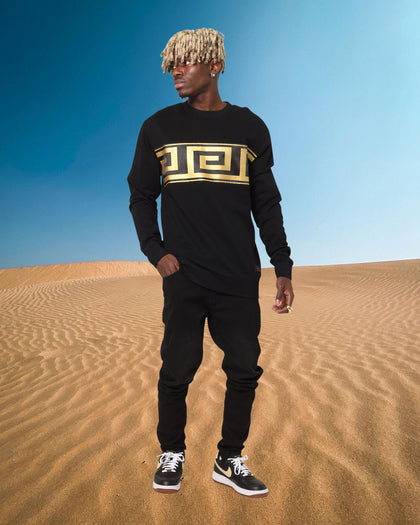 Last Kings Ancient Panel Crewneck Black