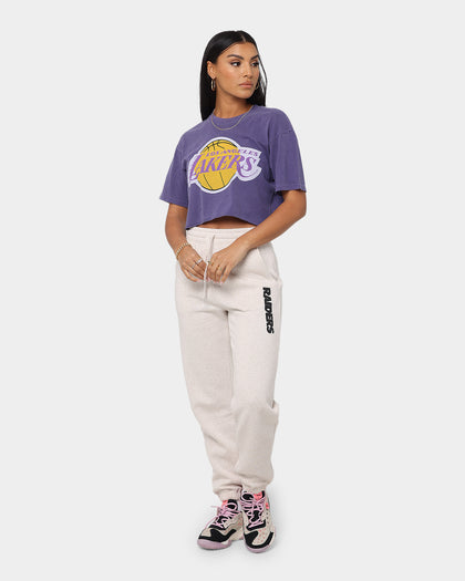 Mitchell & Ness Women's Los Angeles Lakers Play Clock Crop T-Shirt Purple