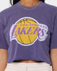 Mitchell & Ness Women's Los Angeles Lakers Play Clock Crop T-Shirt Purple