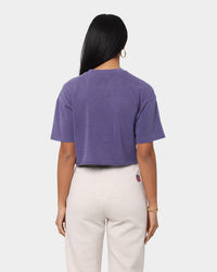 Mitchell & Ness Women's Los Angeles Lakers Play Clock Crop T-Shirt Purple