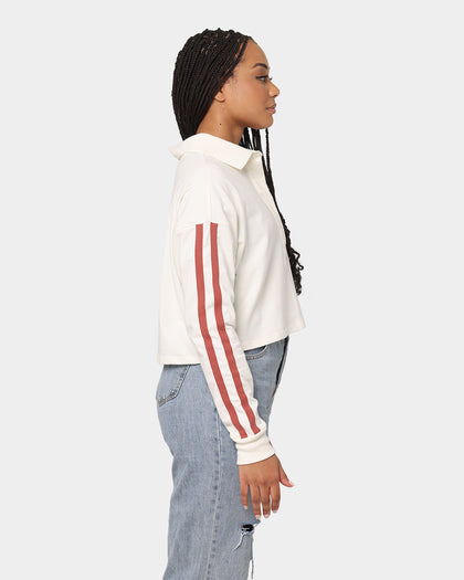 Champion Women's Lifestyle 2 Stripe Rugby Polo Shirt Chalk White