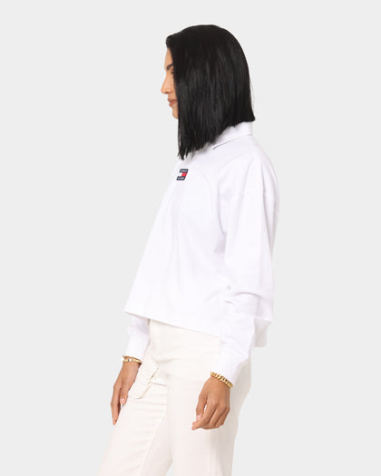 Tommy Jeans Women's Badge Polo Long Sleeve Shirt White