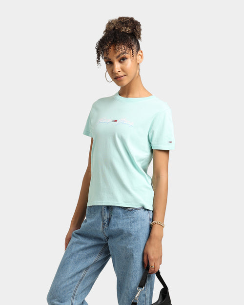 Tommy Jeans Women's Linear Logo T-Shirt Aqua