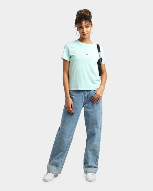 Tommy Jeans Women's Linear Logo T-Shirt Aqua