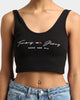 Tommy Jeans Women's Script Linear Rib Crop Black