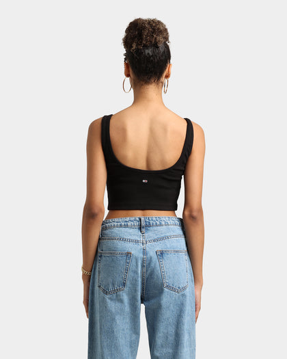 Tommy Jeans Women's Script Linear Rib Crop Black