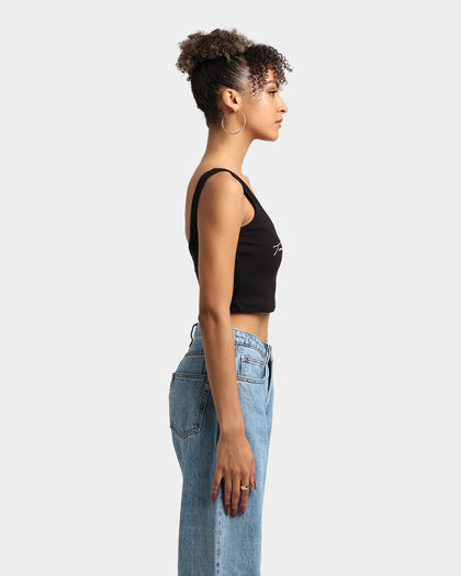 Tommy Jeans Women's Script Linear Rib Crop Black