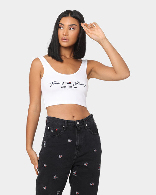 Tommy Jeans Women's Script Linear Rib Singlet White