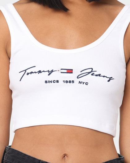 Tommy Jeans Women's Script Linear Rib Singlet White