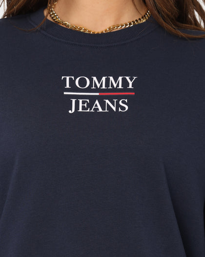 Tommy Jeans Women's Slim Terry Logo Crewneck Twilight Navy