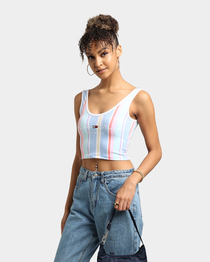 Tommy Jeans Women's Stripe Crop Top Light Powdery Blue