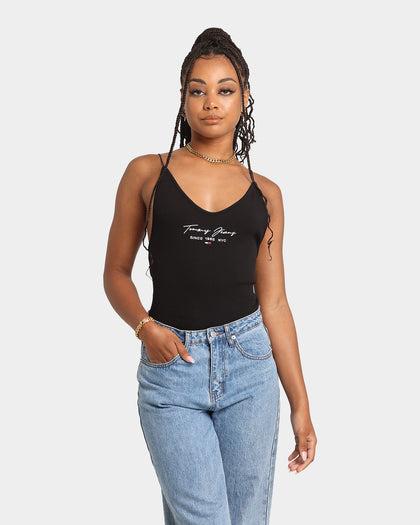 Tommy Jeans Women's Script Strap Bodysuit Black