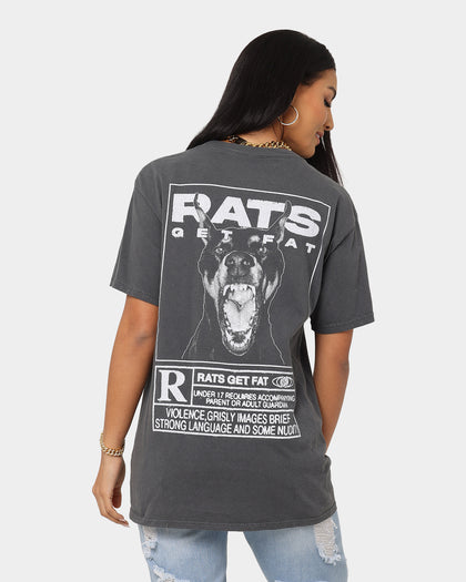 Rats Get Fat Guard Dog Vintage T-Shirt Black Dye