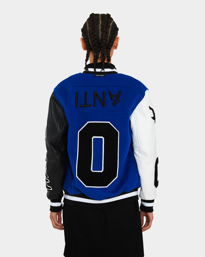The Anti Order Corvus Leather Varsity Jacket Royal/Black/White