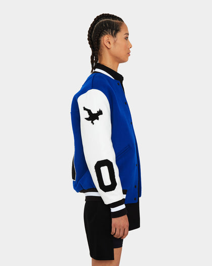 The Anti Order Corvus Leather Varsity Jacket Royal/Black/White