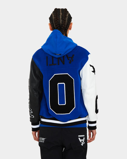 The Anti Order Corvus Leather Varsity Jacket Royal/Black/White