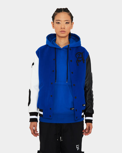 The Anti Order Corvus Leather Varsity Jacket Royal/Black/White