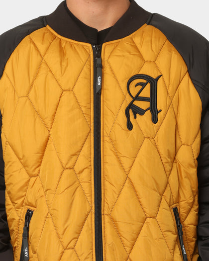 The Anti Order Corvus Quilted Bomber Jacket Mustard/Black/White