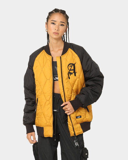 The Anti Order Corvus Quilted Bomber Jacket Mustard/Black/White