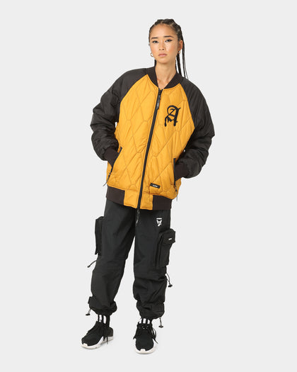 The Anti Order Corvus Quilted Bomber Jacket Mustard/Black/White
