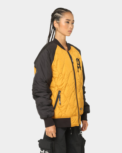 The Anti Order Corvus Quilted Bomber Jacket Mustard/Black/White