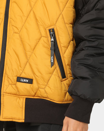 The Anti Order Corvus Quilted Bomber Jacket Mustard/Black/White