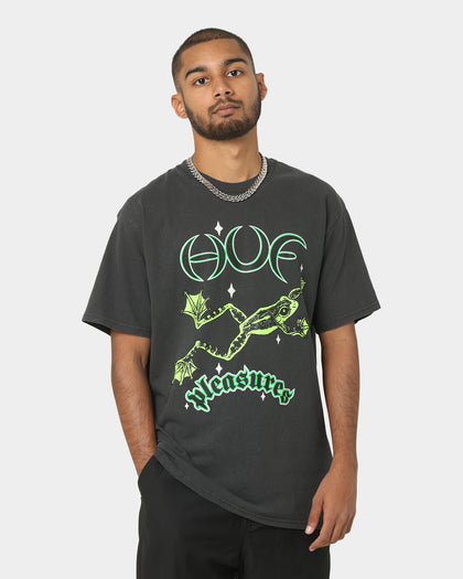 HUF X Pleasures Cane Washed Short Sleeve T-Shirt Washed Black