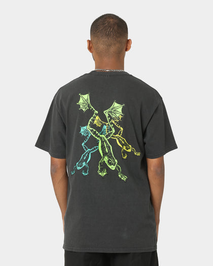 HUF X Pleasures Cane Washed Short Sleeve T-Shirt Washed Black