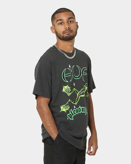 HUF X Pleasures Cane Washed Short Sleeve T-Shirt Washed Black