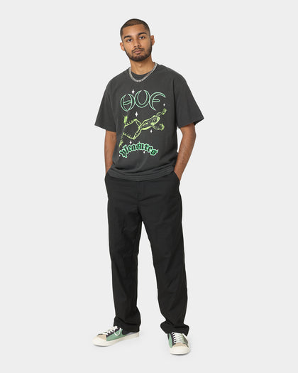 HUF X Pleasures Cane Washed Short Sleeve T-Shirt Washed Black